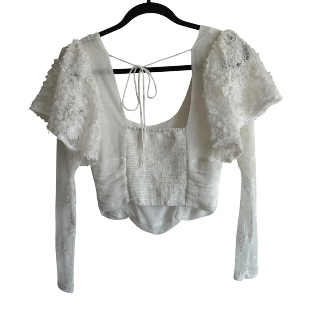 Free People White Dream Of You Top, Size XS